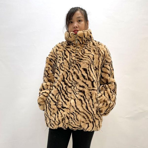 women's fur & faux real rex jacket short stand collar drop shoulder sleeve thicken winter warm zebra printed loose, Black
women's fur & faux real rex jacket short stand collar drop shoulder sleeve thicken winter warm zebra printed loose, Black