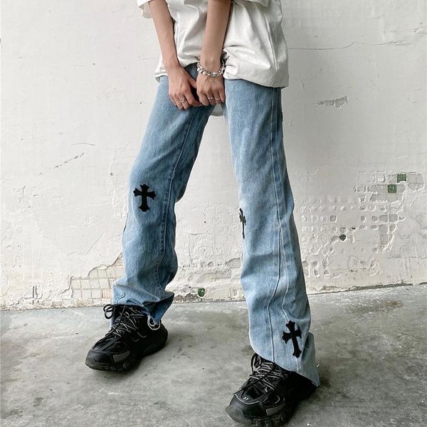 women's jeans summer fashion high street female goth hip-hop cross-coated denim pants men y2k casual boot cut trousers unisex, Blue
women's jeans summer fashion high street female goth hip-hop cross-coated denim pants men y2k casual boot cut trousers unisex, Blue