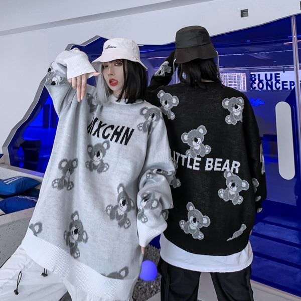 sweaters fashion knit autumn and winter 2021 thickened men's women's embroidered hiphop couple sweater oversize guochao ins ted 22, White;black
sweaters fashion knit autumn and winter 2021 thickened men's women's embroidered hiphop couple sweater oversize guochao ins ted 22, White;black