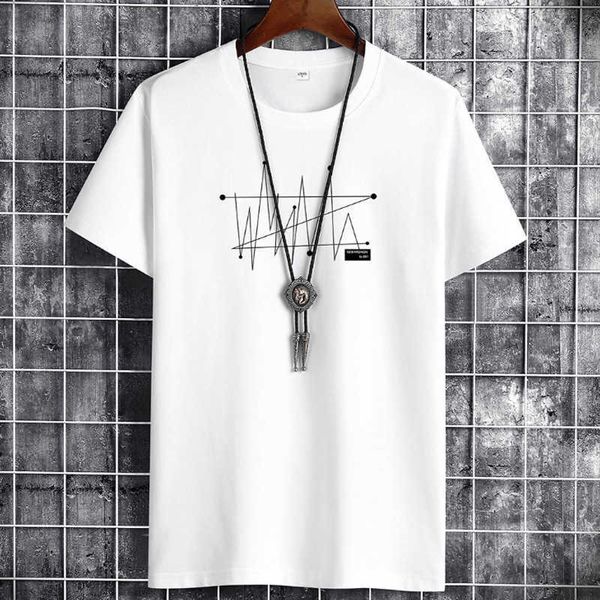 men's 2021 summer cotton short sleeve t-shirt trend youth round neck loose casual large size top, White;black
men's 2021 summer cotton short sleeve t-shirt trend youth round neck loose casual large size top, White;black