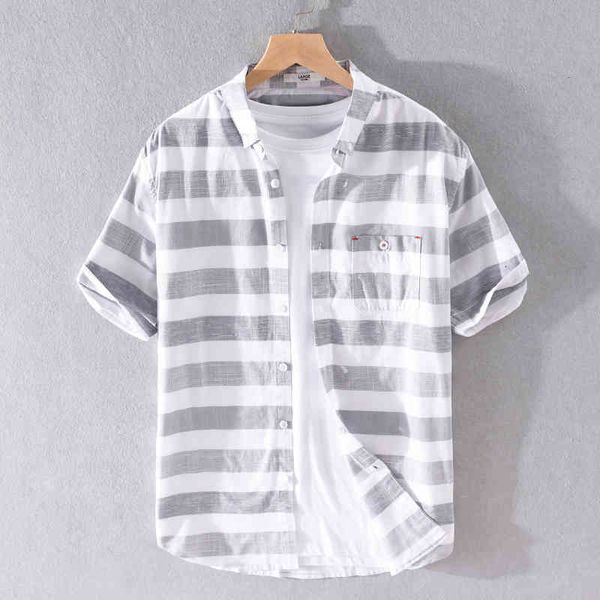 men's t-shirts summer striped pure cotton casual comfortable shirts for men short-sleeved fashion shirt mens chemise overhemd hzf3, White;black
men's t-shirts summer striped pure cotton casual comfortable shirts for men short-sleeved fashion shirt mens chemise overhemd hzf3, White;black