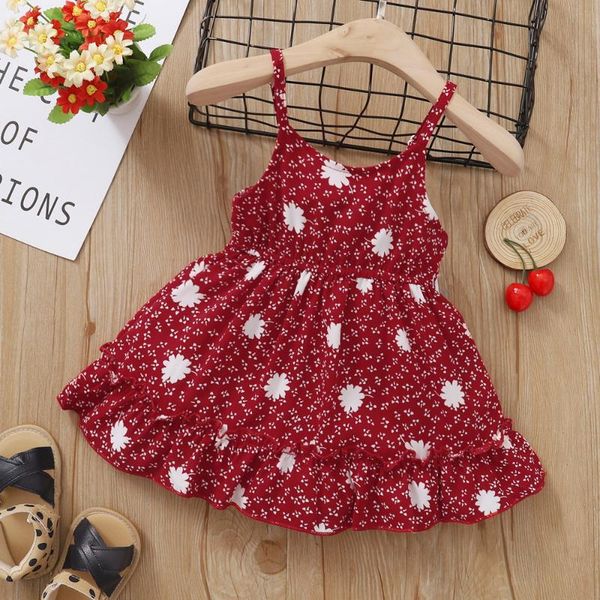 girl's dresses baby girls ruffled floral print dress party princess tutu for summer born sleeveless beach boho d30, Red;yellow
girl's dresses baby girls ruffled floral print dress party princess tutu for summer born sleeveless beach boho d30, Red;yellow