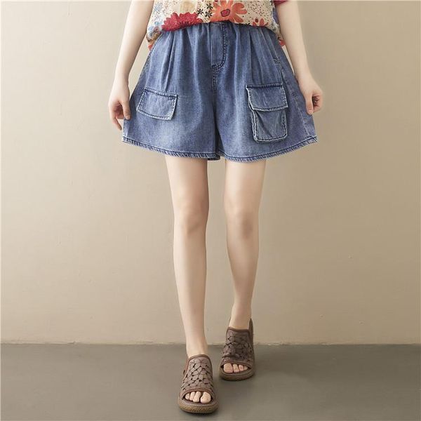 women's jeans high waist retro denim shorts women casual loose ladies fashion plus size elastic wide leg short with pocket female, Blue
women's jeans high waist retro denim shorts women casual loose ladies fashion plus size elastic wide leg short with pocket female, Blue