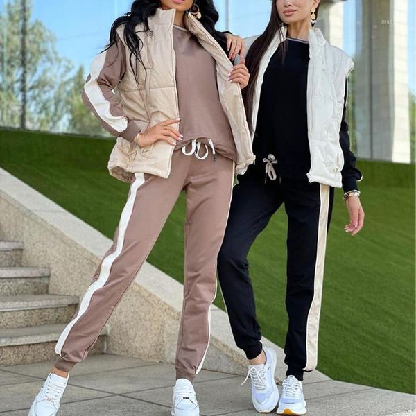women's two piece pants tbay fashion cotton vests suits women elegant casual sport panelled suit o neck sweatshirts ladies, White
women's two piece pants tbay fashion cotton vests suits women elegant casual sport panelled suit o neck sweatshirts ladies, White