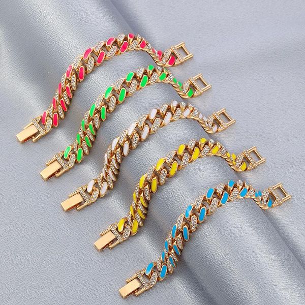 charm bracelets vivilady punk two-color dripping oil cuban chain copper zircon thick bracelet anklet for women men jewelry drop, Golden;silver
charm bracelets vivilady punk two-color dripping oil cuban chain copper zircon thick bracelet anklet for women men jewelry drop, Golden;silver