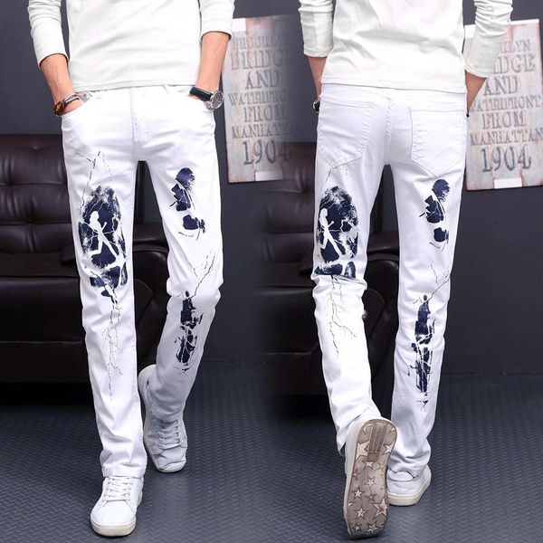 fashion trendy color printing human head flash pattern men skinny runway zipper denim pants destroyed jeans white men's, Blue
fashion trendy color printing human head flash pattern men skinny runway zipper denim pants destroyed jeans white men's, Blue