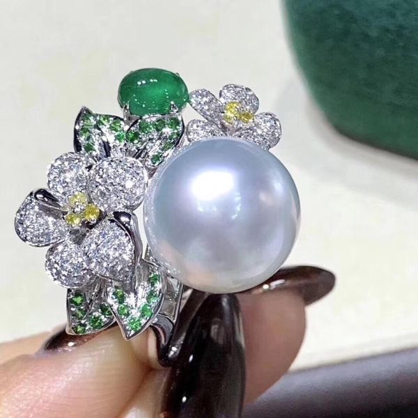 cluster rings d113 fine pearl ring jewelry 925 sterling silver natural fresh water 12-11mm white peals for women pearls, Golden;silver 
cluster rings d113 fine pearl ring jewelry 925 sterling silver natural fresh water 12-11mm white peals for women pearls, Golden;silver