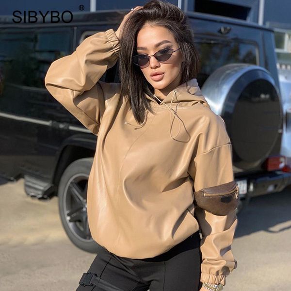 sibybo black pu leather dstring hoodies women winter long sleeve loose sweatshirt casual streetwear tracksuit pullovers, Black;white
sibybo black pu leather dstring hoodies women winter long sleeve loose sweatshirt casual streetwear tracksuit pullovers, Black;white