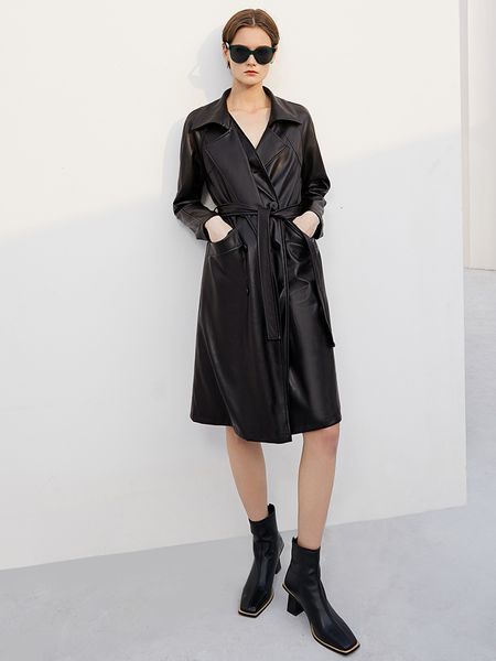 women's leather & faux minimalismo outono trench coat para mulher elegante lapela único breasted longo jaqueta senhora jaquetas de cour, Black
women's leather & faux minimalismo outono trench coat para mulher elegante lapela único breasted longo jaqueta senhora jaquetas de cour, Black