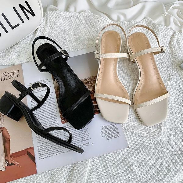 sandals women's shoes leather word belt women 2021 summer simple fashion mid-heel thick heel, Black
sandals women's shoes leather word belt women 2021 summer simple fashion mid-heel thick heel, Black