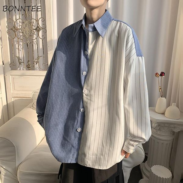 men shirts patchwork striped long sleeve oversize loose teens harajuku turn down collar ins all-match cozy streetwear shirt men's casua, White;black
men shirts patchwork striped long sleeve oversize loose teens harajuku turn down collar ins all-match cozy streetwear shirt men's casua, White;black