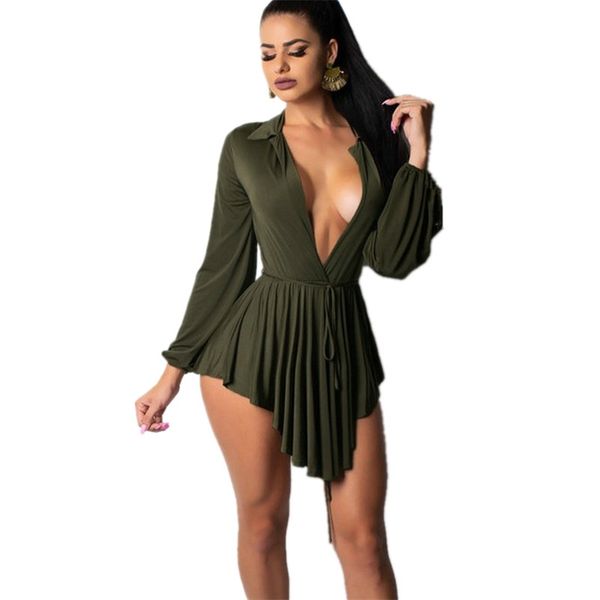 army green autumn mini dress deep v neck lpuff sleeve women fashion bandage lace up irregular pleated club dresses vestidos 210507, Black;gray
army green autumn mini dress deep v neck lpuff sleeve women fashion bandage lace up irregular pleated club dresses vestidos 210507, Black;gray