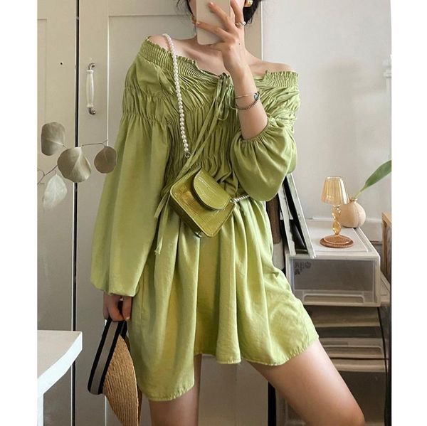 casual dresses one line shoulder dress summer small fresh show thin ginkgo green waist design sense lace up skirt women's fashion, Black;gray
casual dresses one line shoulder dress summer small fresh show thin ginkgo green waist design sense lace up skirt women's fashion, Black;gray