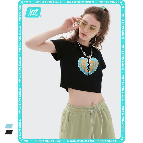 t shirt inf women's clothing - 2021 summer trend product personality heartbreak print navel exposed slim short sleeve leisure, White
t shirt inf women's clothing - 2021 summer trend product personality heartbreak print navel exposed slim short sleeve leisure, White