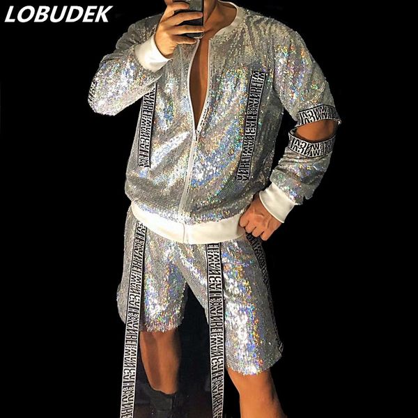 men's loose silver two-piece set hip hop dance stage wear fashion hollow out shiny sequins jacket pants baseball suit nightclub tide ja, Black;red
men's loose silver two-piece set hip hop dance stage wear fashion hollow out shiny sequins jacket pants baseball suit nightclub tide ja, Black;red