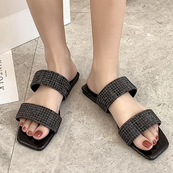 slippers 2021 fashion flat sole square head style set foot rhinestone large size ladies beach leisure, Black
slippers 2021 fashion flat sole square head style set foot rhinestone large size ladies beach leisure, Black