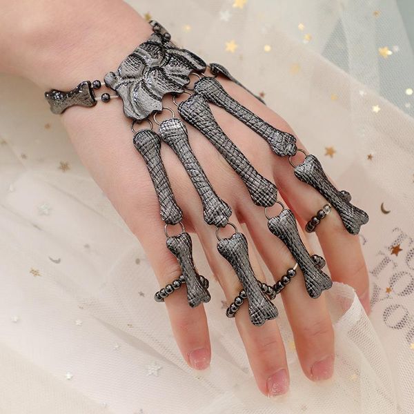 link, chain fashion punk exaggerated halloween bracelet metal finger ghost hand skeleton men's and women's holiday accessories, Black
link, chain fashion punk exaggerated halloween bracelet metal finger ghost hand skeleton men's and women's holiday accessories, Black