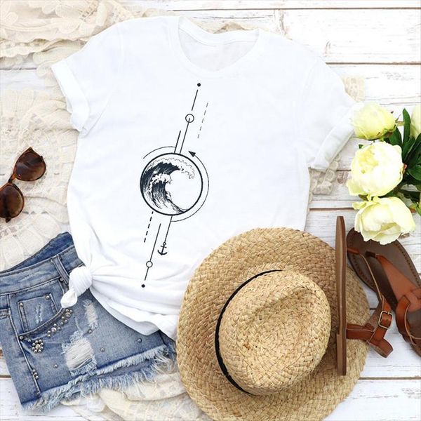 graphic wave anchor printing 90s women t shirt fashion horror skull tees print clothing female womens, White
graphic wave anchor printing 90s women t shirt fashion horror skull tees print clothing female womens, White