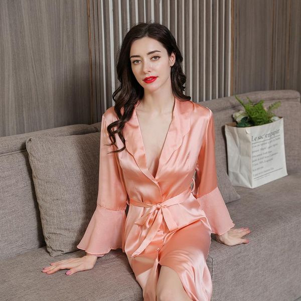 women's sleepwear summer 100% silk solid pagoda sleeve long night dress robe g221ms001xm, Black;red
women's sleepwear summer 100% silk solid pagoda sleeve long night dress robe g221ms001xm, Black;red