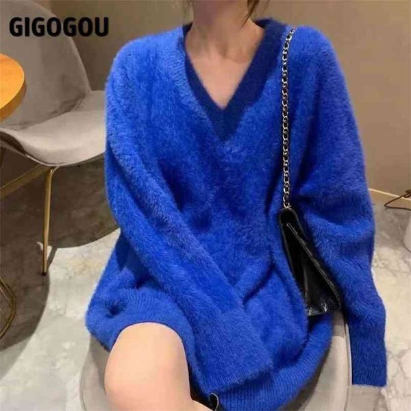 gigogou luxury mink cashmere womens sweater chic oversized loose knit pullover women v neck winter thick warm christmas sweaters 210917, White;black
gigogou luxury mink cashmere womens sweater chic oversized loose knit pullover women v neck winter thick warm christmas sweaters 210917, White;black