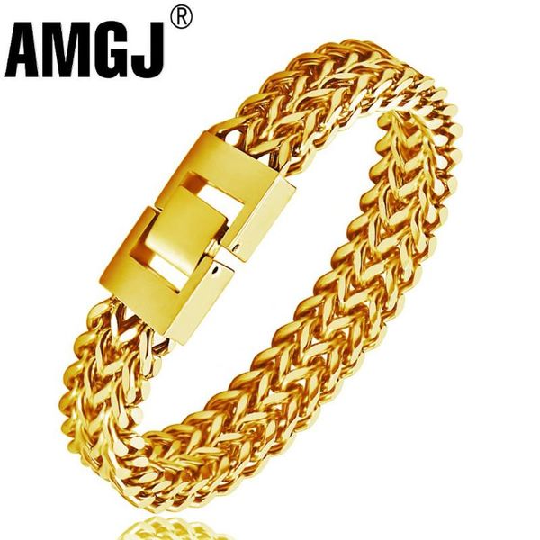 link, chain men charm stylish stainless steel bali foxtail bracelet for double link bracelets male hip hop rock jewelry, Black