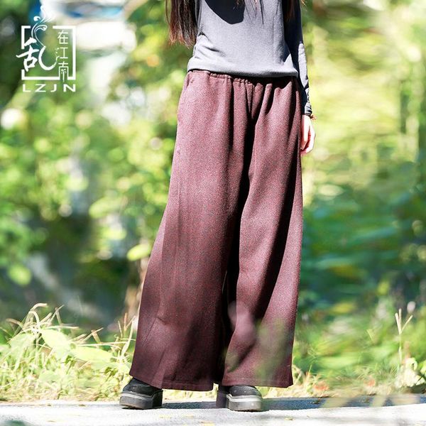 women's pants & capris lzjn wool deep red wide leg trousers 2021 autumn winter elastic high waist women long palazzo culottes streetwea, Black;white
women's pants & capris lzjn wool deep red wide leg trousers 2021 autumn winter elastic high waist women long palazzo culottes streetwea, Black;white