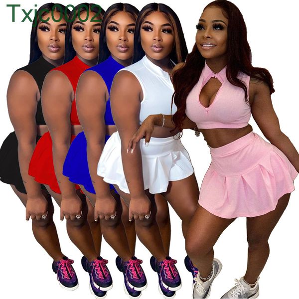 women two piece dress 2022 designer slim sleeveless vest and pleated skirt solid color casual sportswear 5 colours, White
women two piece dress 2022 designer slim sleeveless vest and pleated skirt solid color casual sportswear 5 colours, White