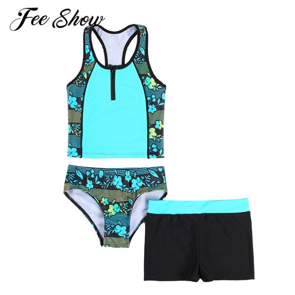 summer brazilian swimsuit girls 3 piece tankini set floral print sleeveless racerback tank vest short and bikini briefs swimwear one-pieces, Black
summer brazilian swimsuit girls 3 piece tankini set floral print sleeveless racerback tank vest short and bikini briefs swimwear one-pieces, Black