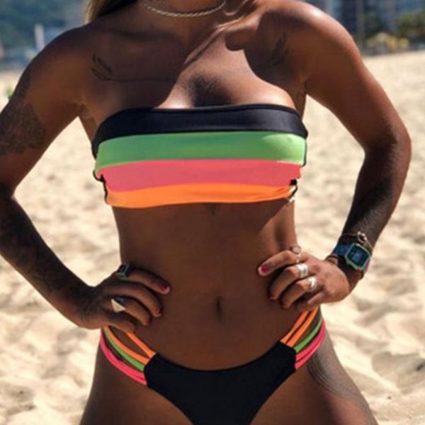 women's swimwear women bikini set swimsuit push up striped bandeauthong brazilian bathing swimming suit female beachwear 2021, White;black
women's swimwear women bikini set swimsuit push up striped bandeauthong brazilian bathing swimming suit female beachwear 2021, White;black
