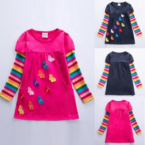 girl's dresses autumn and winter baby girls long sleeve dress toddler kids rainbow stripe butterflys party clothes 2021, Red;yellow
girl's dresses autumn and winter baby girls long sleeve dress toddler kids rainbow stripe butterflys party clothes 2021, Red;yellow
