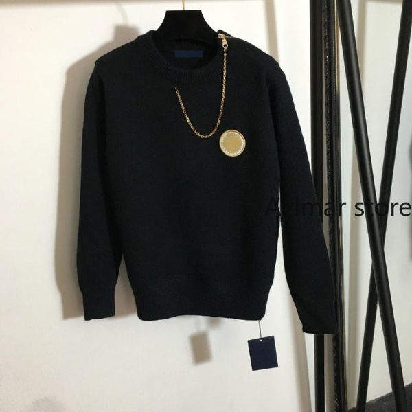 women's sweaters 2021 autumn winter badge embroidered letter zipper long sleeve sweater wool woman, White;black
women's sweaters 2021 autumn winter badge embroidered letter zipper long sleeve sweater wool woman, White;black
