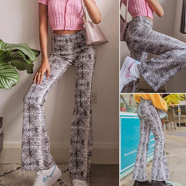 women's high waist boots pants printed street fashion trendy casual white & capris, Black;white
women's high waist boots pants printed street fashion trendy casual white & capris, Black;white