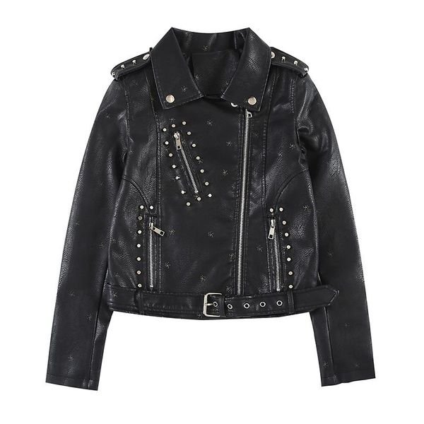 women's leather & faux zcwxm spring autumn rivet short jacket women lapel moto bike pu coat with belt punk style slim outwear, Black
women's leather & faux zcwxm spring autumn rivet short jacket women lapel moto bike pu coat with belt punk style slim outwear, Black