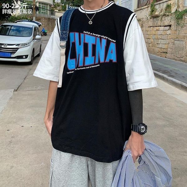 men's t-shirts summer men hong kong-style fake two-piece short-sleeved t-shirt male loose plus size wild hip-hop man casual, White;black
men's t-shirts summer men hong kong-style fake two-piece short-sleeved t-shirt male loose plus size wild hip-hop man casual, White;black