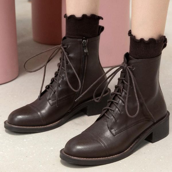 boots women's genuine leather thick low heel round toe autumn ankle casual short retro motorcycle shoes women, Black
boots women's genuine leather thick low heel round toe autumn ankle casual short retro motorcycle shoes women, Black