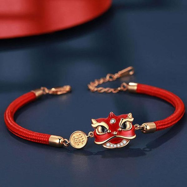 link, chain chinese style fashion red lion small cute bracelet natal year hand rope friend gift couple jewelry female, Black
link, chain chinese style fashion red lion small cute bracelet natal year hand rope friend gift couple jewelry female, Black