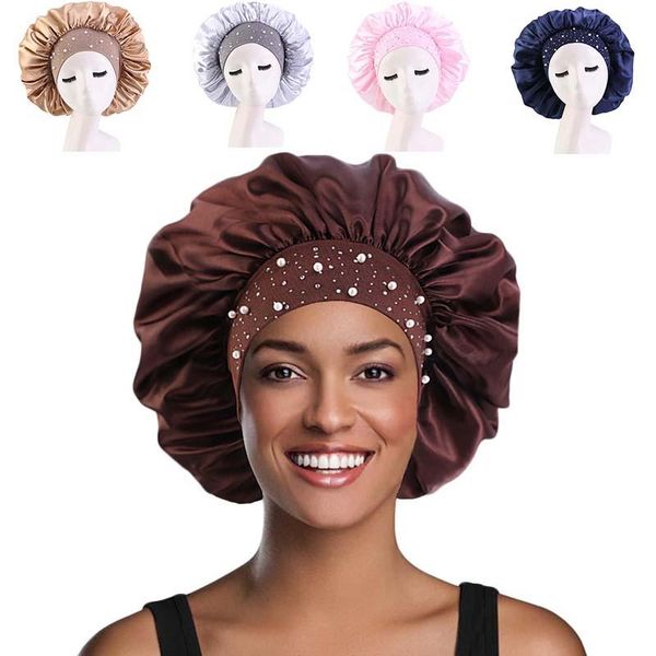 beanie/skull caps women pearl rhinestone decor satin sleep hair protection care elastic solid color hairdressing shower cap night hat bonnet, Blue;gray
beanie/skull caps women pearl rhinestone decor satin sleep hair protection care elastic solid color hairdressing shower cap night hat bonnet, Blue;gray