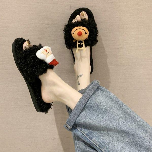 slippers winter women christmas elk cute ladies faux fur warm indoors flats shoes fluffy female short plush slip on fashion 2021, Black
slippers winter women christmas elk cute ladies faux fur warm indoors flats shoes fluffy female short plush slip on fashion 2021, Black