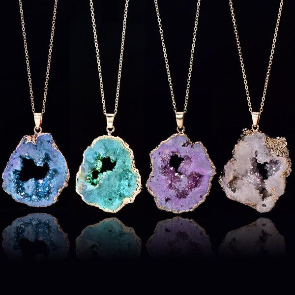 pendant necklaces natural stone striped agates cave necklace original crystal cluster bud women choker jewelry, Silver
pendant necklaces natural stone striped agates cave necklace original crystal cluster bud women choker jewelry, Silver