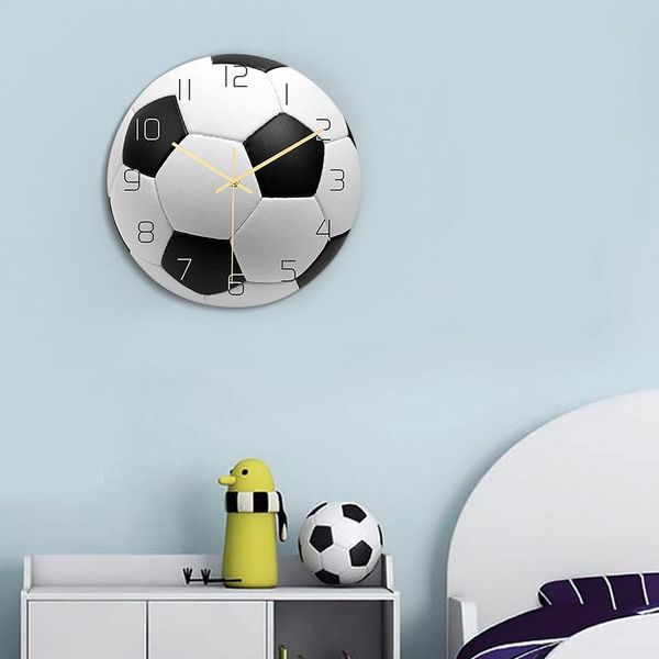 football wall clock acrylic removable sports tennis basketball shape hanging clocks for kids rooms home living room decortion
