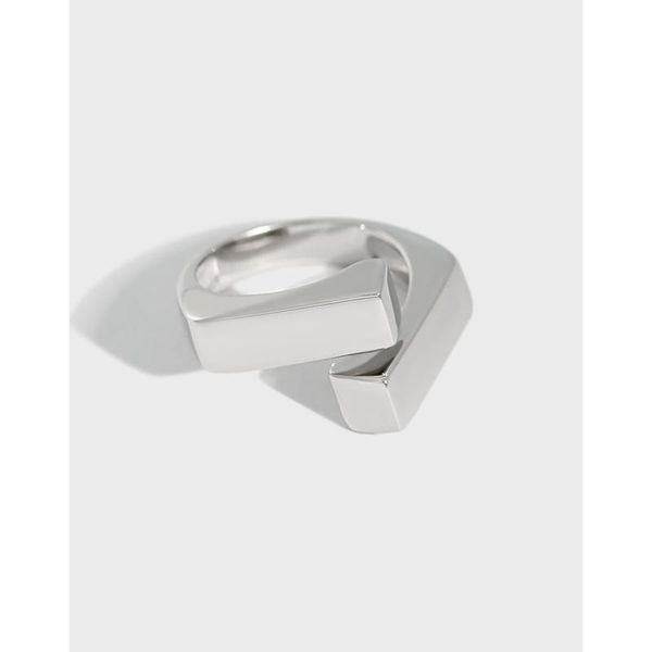cluster rings korean instagram niche design sense cross wrong side texture s925 sterling silver ring female square geometric, Golden;silver 
cluster rings korean instagram niche design sense cross wrong side texture s925 sterling silver ring female square geometric, Golden;silver