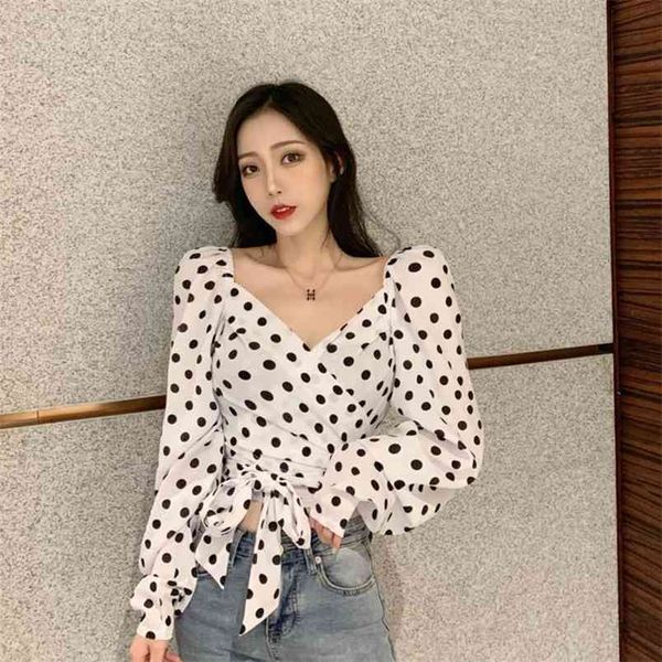 spring shirt v-neck puff sleeve slim fit waist lacing bow polka dot blouse short women's clothing ml744 210506, White
spring shirt v-neck puff sleeve slim fit waist lacing bow polka dot blouse short women's clothing ml744 210506, White