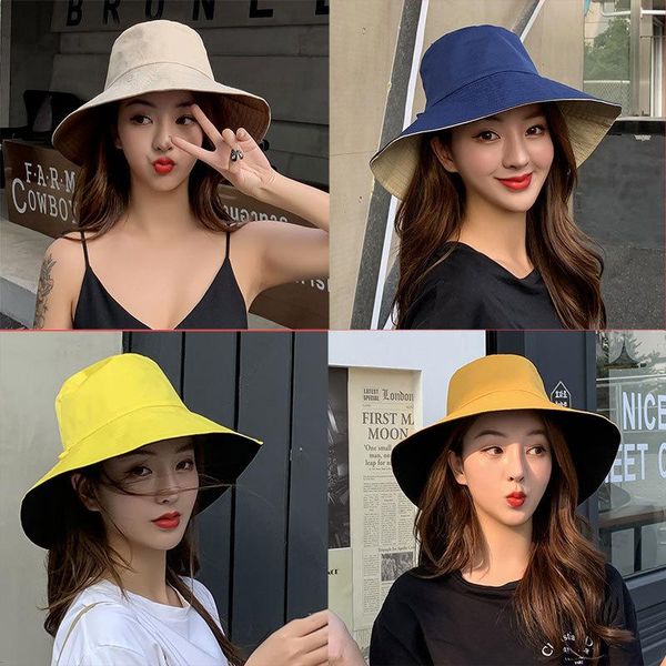 autumn hat for women summer cloth cap foldable double-sided fisherman korean solid color bucket sun female wide brim hats, Blue;gray
autumn hat for women summer cloth cap foldable double-sided fisherman korean solid color bucket sun female wide brim hats, Blue;gray