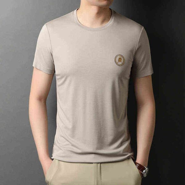 men's short t-shirt summer trend ice silk middle-aged and young people high temperature printing half sleeve solid color t-shirt, White;black
men's short t-shirt summer trend ice silk middle-aged and young people high temperature printing half sleeve solid color t-shirt, White;black