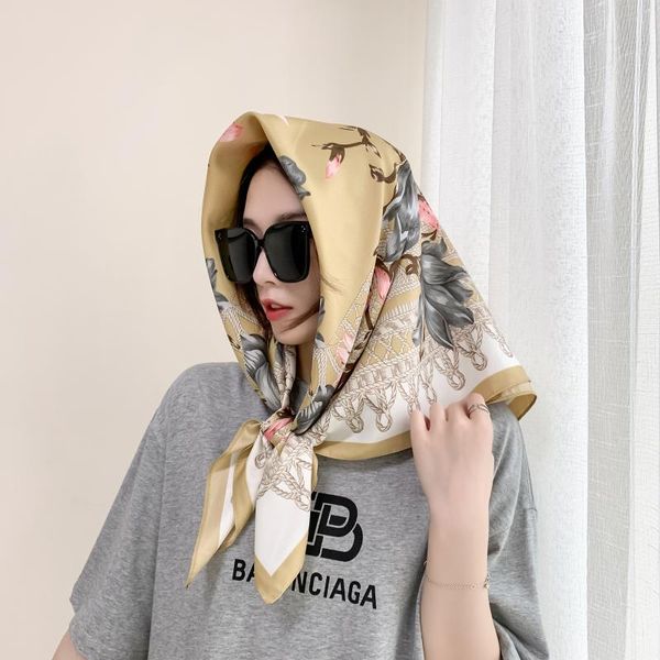 scarves 90*90cm square scarf spring women quality shawl silk fashion headscarf beach sunscreen bag, Blue;gray
scarves 90*90cm square scarf spring women quality shawl silk fashion headscarf beach sunscreen bag, Blue;gray