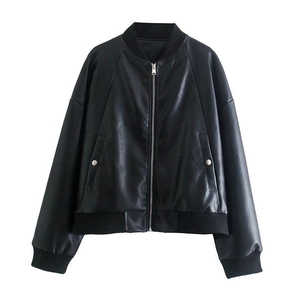 women's leather & faux women start of autumn fashion leather pilot vintage jacket long sleeve deep pockets outerwear female chic wbt7, Black
women's leather & faux women start of autumn fashion leather pilot vintage jacket long sleeve deep pockets outerwear female chic wbt7, Black