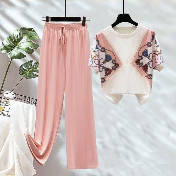 women's two piece pants 2021 summer clothes tracksuit women sets casual loose t-shirts + elastic waist suits sports suit set y817, White
women's two piece pants 2021 summer clothes tracksuit women sets casual loose t-shirts + elastic waist suits sports suit set y817, White
