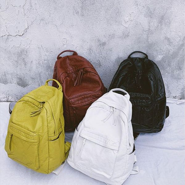 texture pu water-washed bi-shoulder bag female soft-leather white backpack for autumn 2021
texture pu water-washed bi-shoulder bag female soft-leather white backpack for autumn 2021