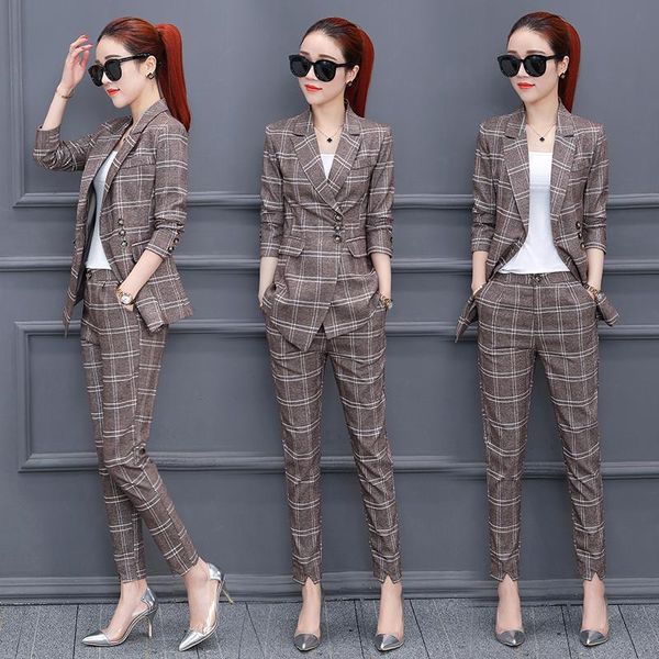 women's tracksuits set female 2021 spring fashion lattice small suit nine pants temperament elegant two-piece, Gray
women's tracksuits set female 2021 spring fashion lattice small suit nine pants temperament elegant two-piece, Gray