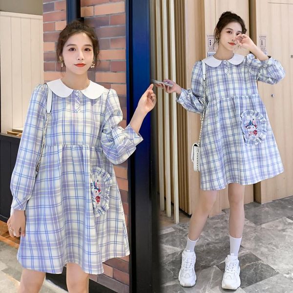 3881# maternity clothes spring autumn cotton plaid color block long sleeves loose stylish dress pregnant women mom dress, White
3881# maternity clothes spring autumn cotton plaid color block long sleeves loose stylish dress pregnant women mom dress, White